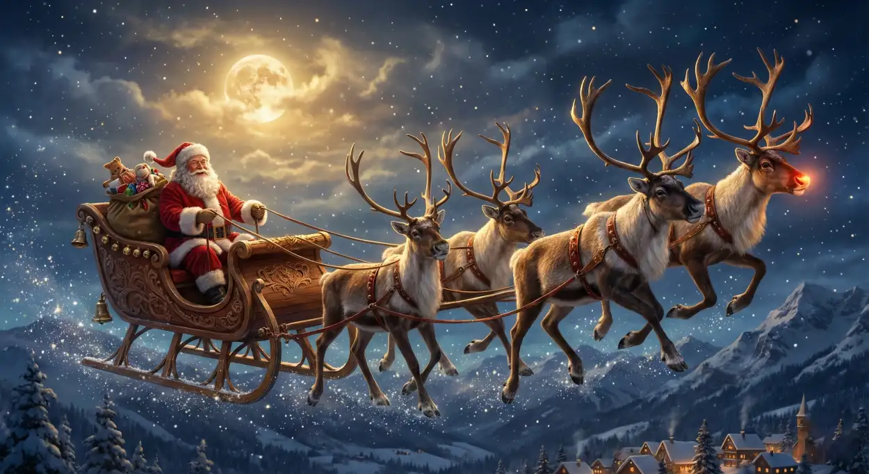 Free Download Christmas Background With Santa Claus Photorealistic - High Quality Christmas Background With Santa Claus Background Image