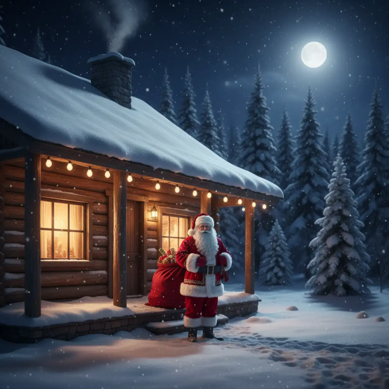 Free Download Christmas Background With Santa Claus Village Night - High Quality Christmas Background With Santa Claus Background Image