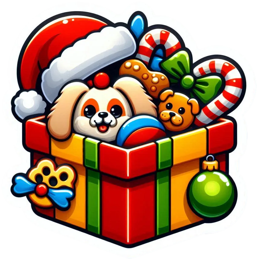 Free Download Christmas Gift Box For Pets With Toys And Treats - High Quality Gift Box PNG Image