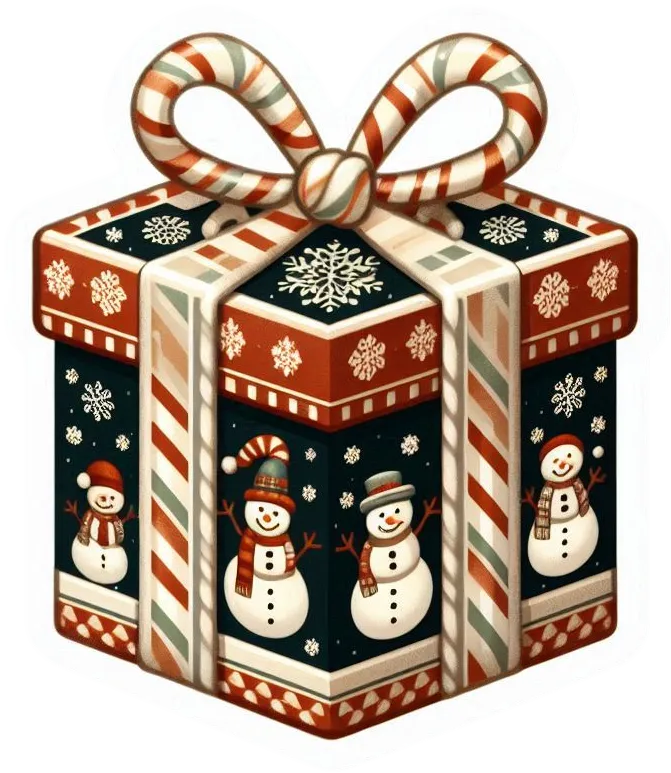 Christmas Gift Box Png With Snowflakes - Royalty Free Gift Box Image | Pngmagic Free Download Christmas Gift Box Png With Snowflakes - High Quality Gift Box PNG Image