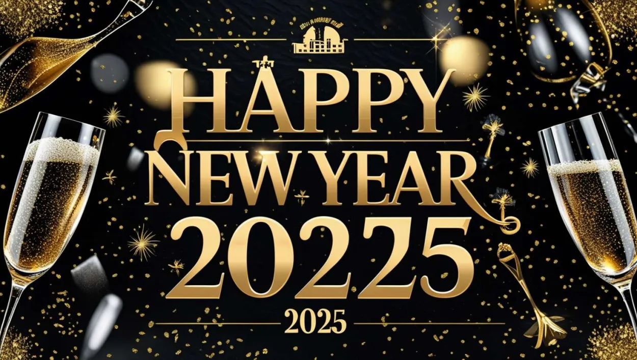 Classic Happy New Year 2025 Wish Black And Gold Theme - Royalty Free Happy New Year 2025 Wish Image | Pngmagic Free Download Classic Happy New Year 2025 Wish Black And Gold Theme - High Quality Happy New Year 2025 Wish Background