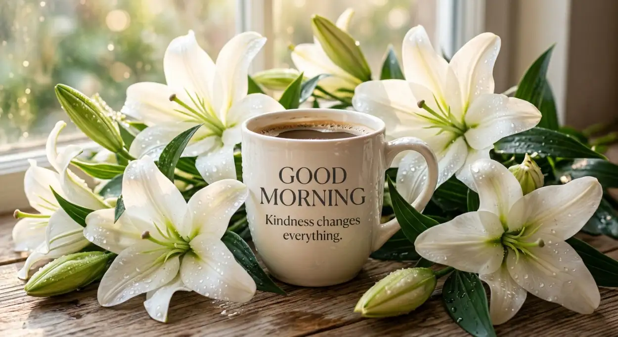 Free Download Coffee Good Morning Garden Flowers - High Quality Good Morning Coffee Image