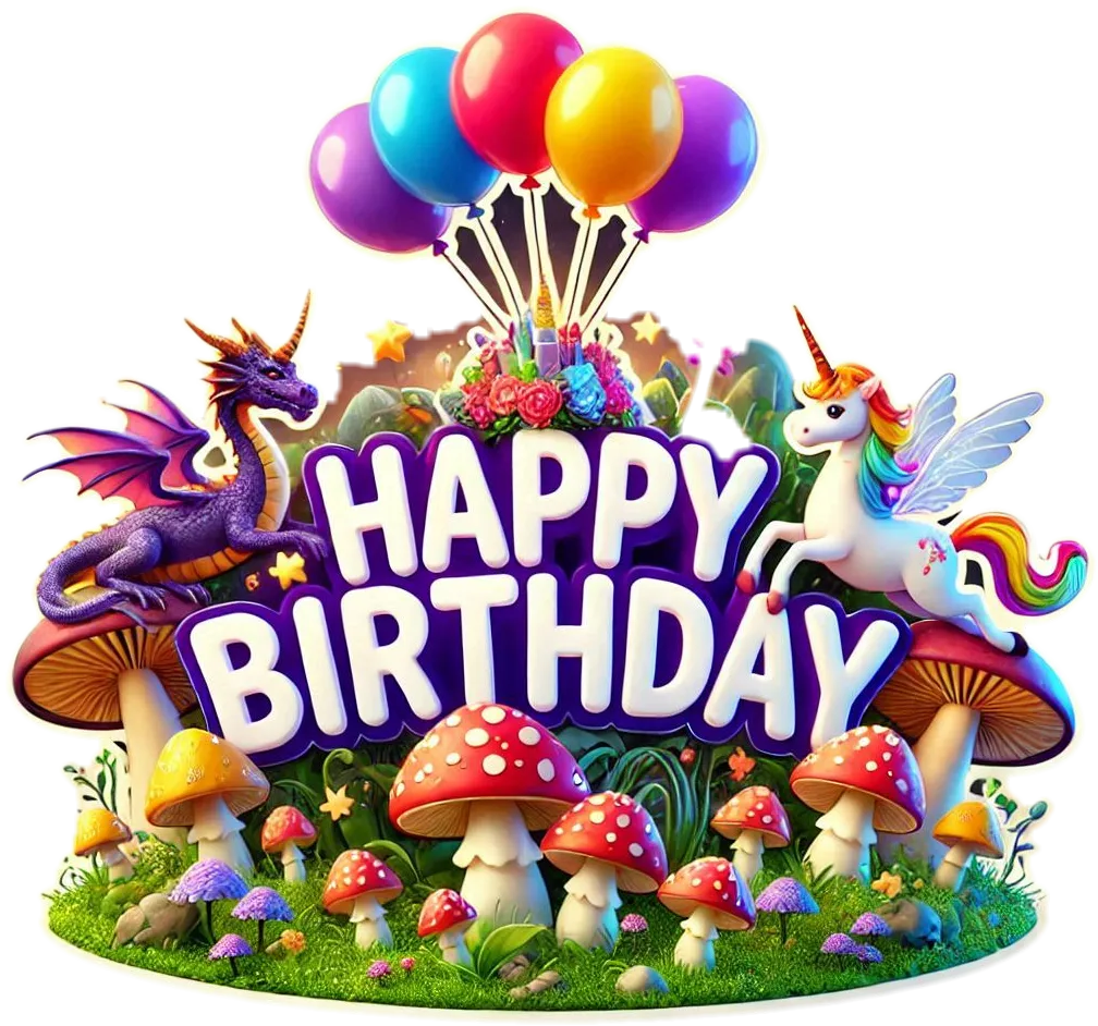Colorful Balloon Birthday Text With Party Decorations - Royalty Free Happy Birthday Image | Pngmagic Free Download Colorful Balloon Birthday Text With Party Decorations - High Quality Happy Birthday PNG Image