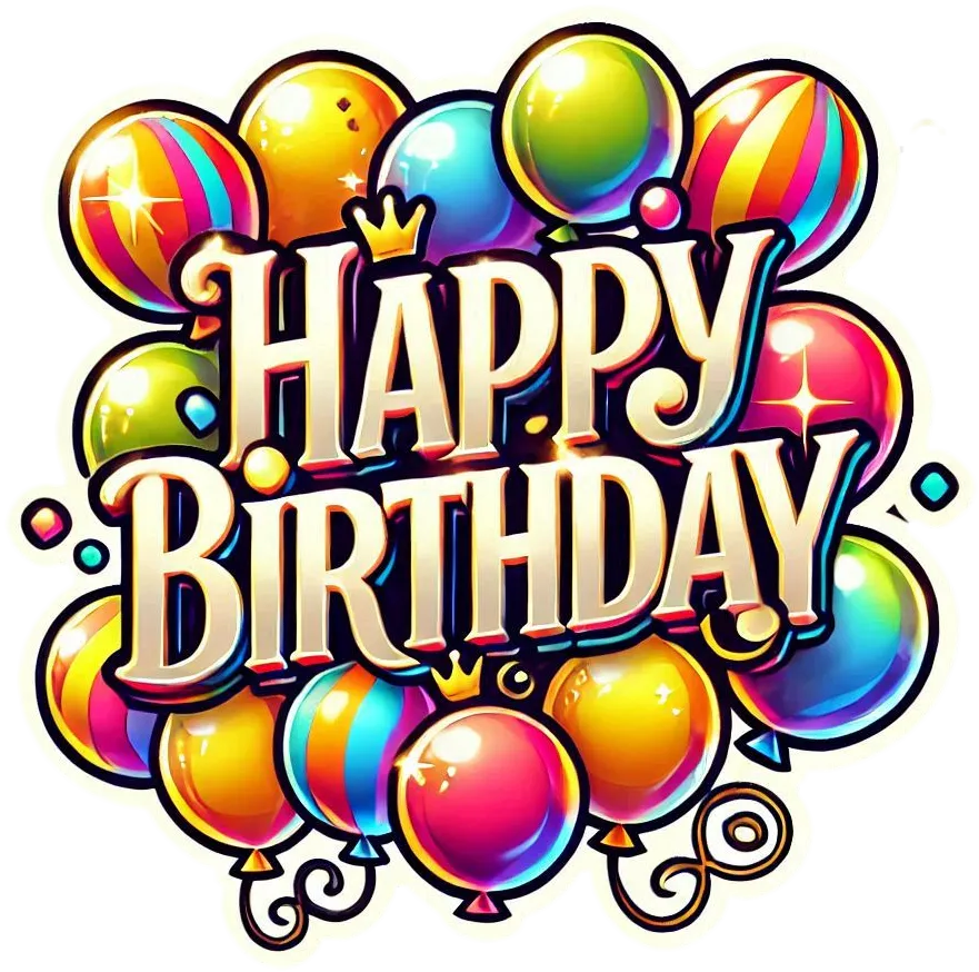 Free Download Colorful Balloon Happy Birthday Text With Festive Decorations Png - High Quality Happy Birthday PNG Image