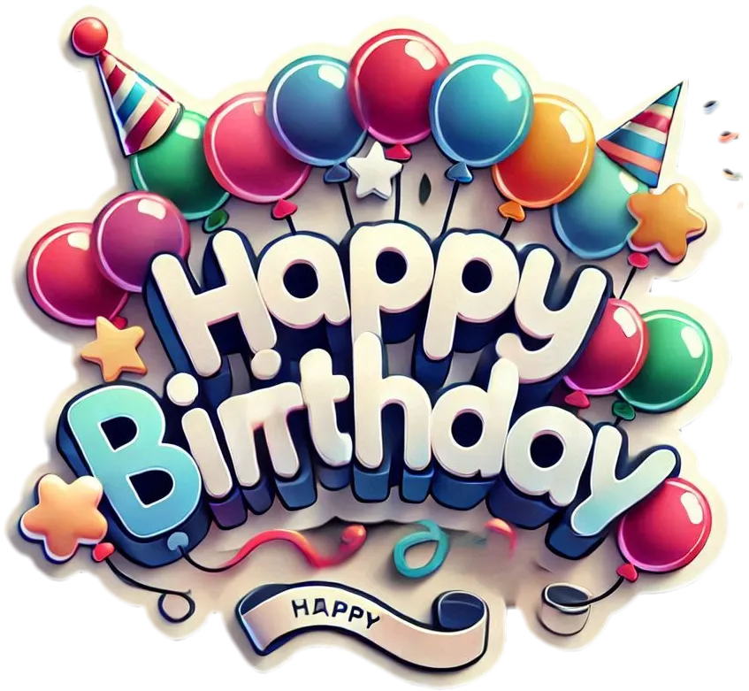 Colorful Balloon Happy Birthday Text With Festive Designs - Royalty Free Happy Birthday Image | Pngmagic Free Download Colorful Balloon Happy Birthday Text With Festive Designs - High Quality Happy Birthday PNG Image