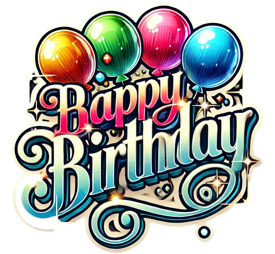 Colorful Birthday Balloon Text With Glitter Decorations - Royalty Free Happy Birthday Image | Pngmagic Free Download Colorful Birthday Balloon Text With Glitter Decorations - High Quality Happy Birthday PNG Image