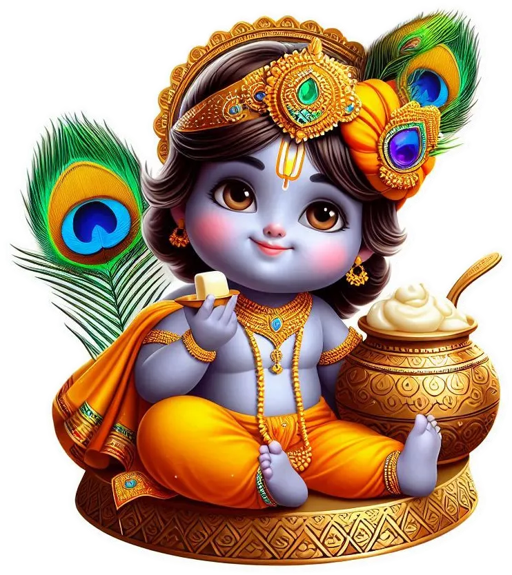 Custom Happy Krishna Janmashtami Png Design With Dahi Handi Flute Peacock Feather And Baby Krishna Eating Butter - Royalty Free Happy Krishna Janmashtami Image | Pngmagic Free Download Custom Happy Krishna Janmashtami Png Design With Dahi Handi Flute Peacock Feather And Baby Krishna Eating Butter - High Quality Happy Krishna Janmashtami PNG Image