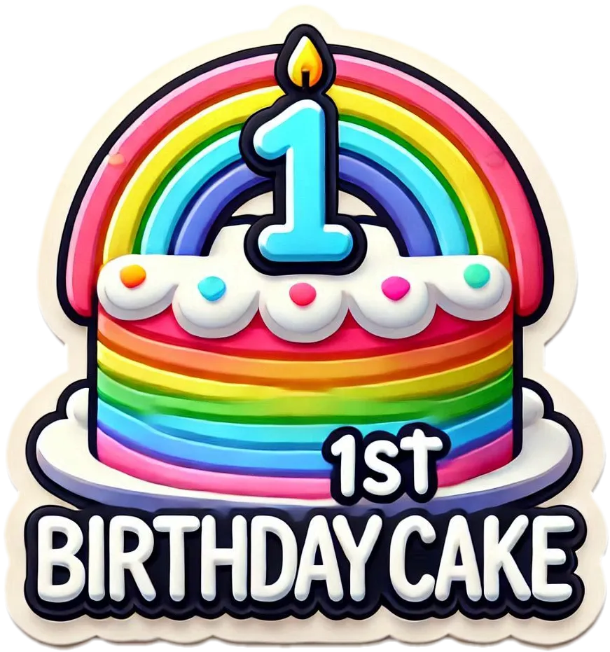 Customizable Rainbow 1st Birthday Cake Png - Royalty Free 1st Birthday Cake Png Image | Pngmagic Free Download Customizable Rainbow 1st Birthday Cake Png - High Quality 1st Birthday Cake Png PNG Image