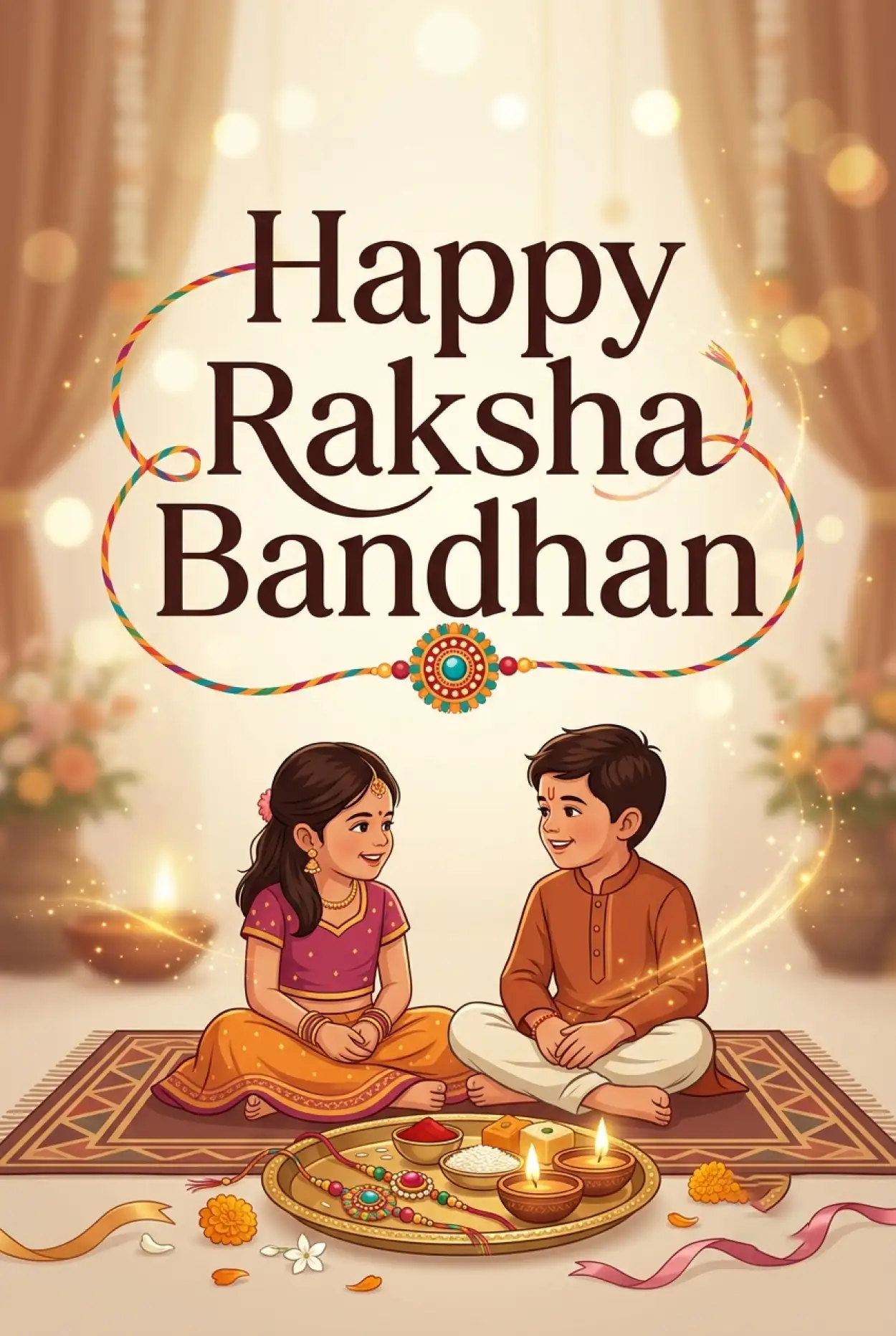 Free Download Cute And Simple Raksha Bandhan Messages For Kids - High Quality Happy Raksha Bandhan Wishes For Children Image
