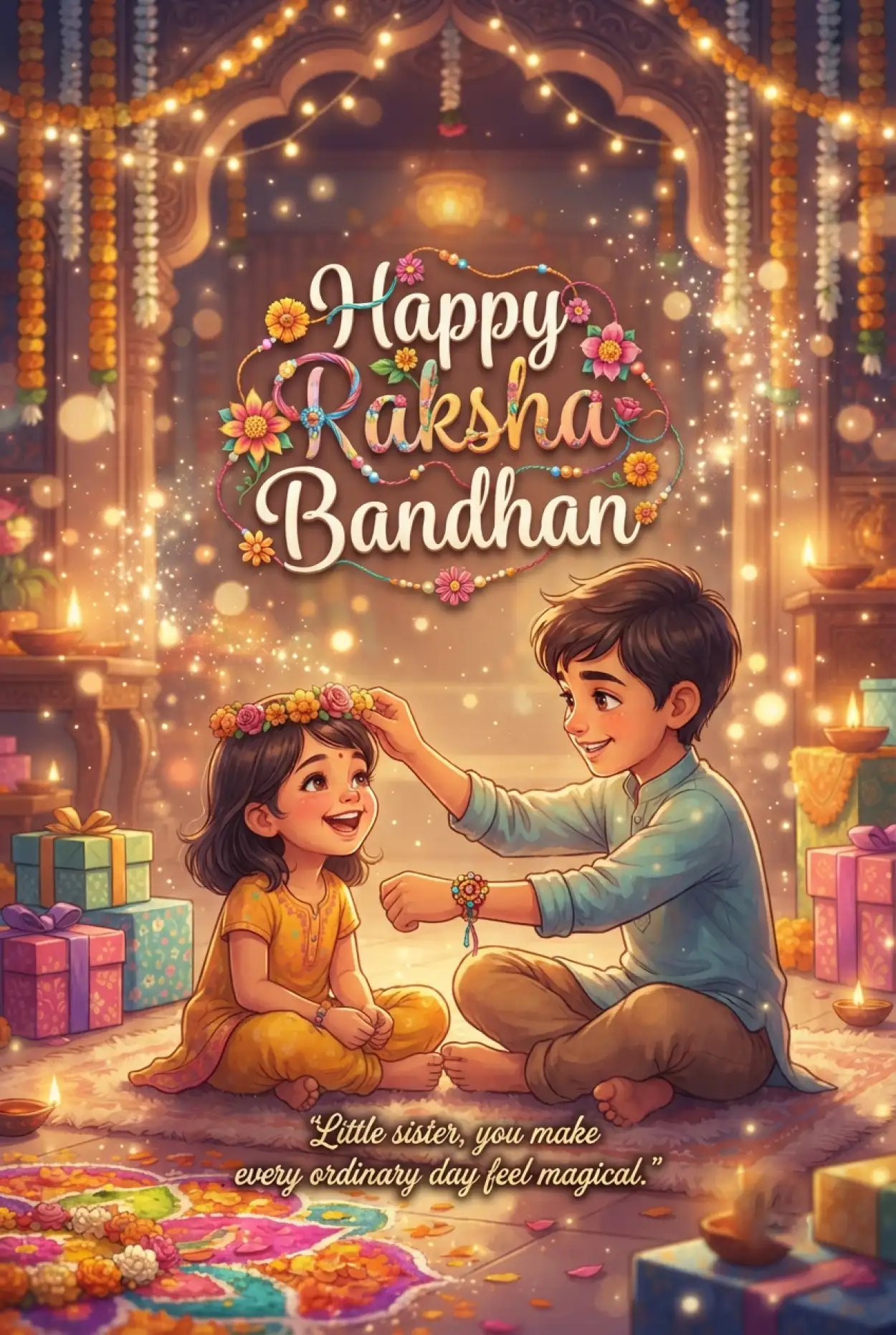 Free Download Cute Brother Sister Love Messages For Raksha Bandhan - High Quality Happy Raksha Bandhan Wishes For Children Image