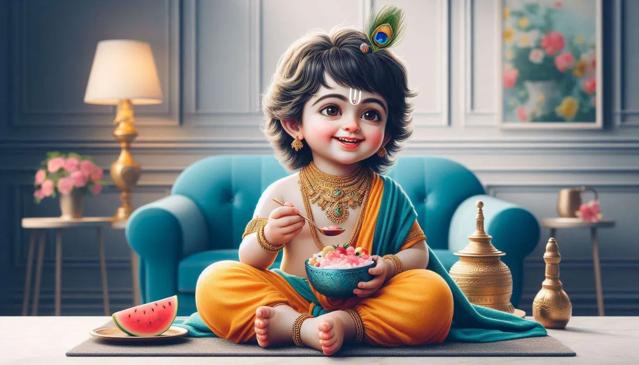 Cute Child Lord Krishna Eating Makhan Illustrations - Royalty Free Child Lord Krishna Image | Pngmagic Free Download Cute Child Lord Krishna Eating Makhan Illustrations - High Quality Child Lord Krishna Background