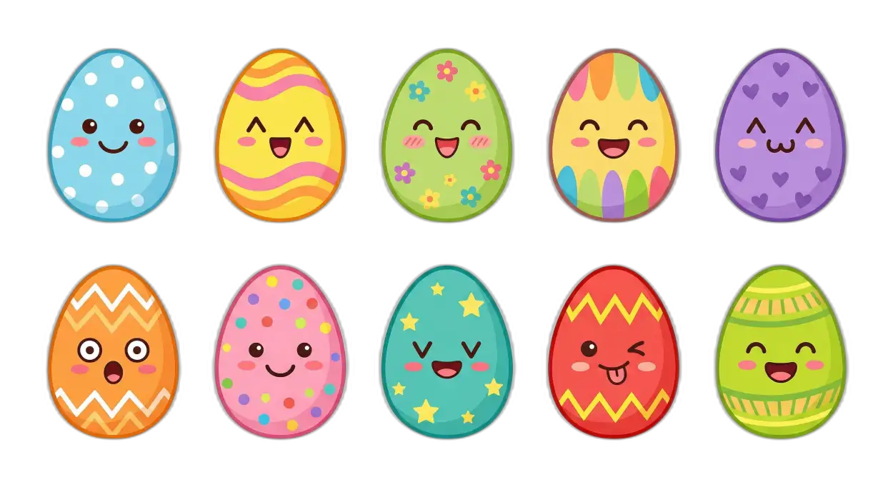 Free Download Cute Easter Eggs Png Cartoon Style - High Quality Easter Eggs Png Transparent PNG