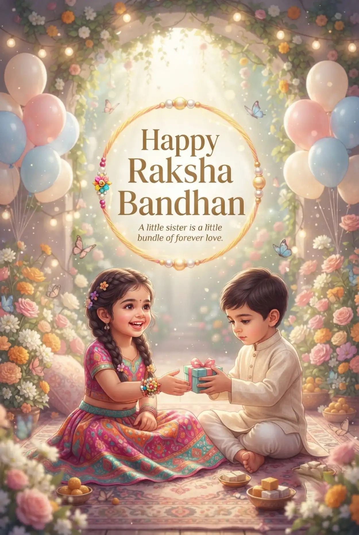 Free Download Cute Kids Raksha Bandhan 2026 Social Media Wishes - High Quality Happy Raksha Bandhan Wishes 2026 Image