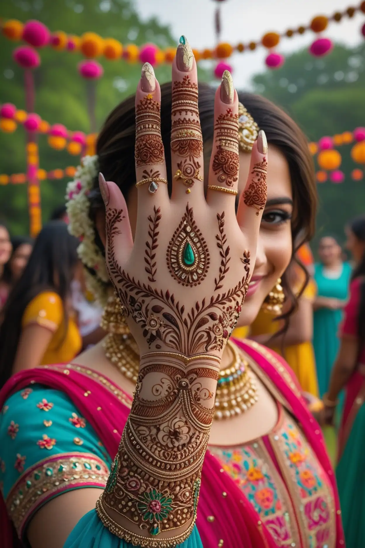 Free Download Dark Mehndi Stain Design For Teej - High Quality Teej Mehndi Design Background