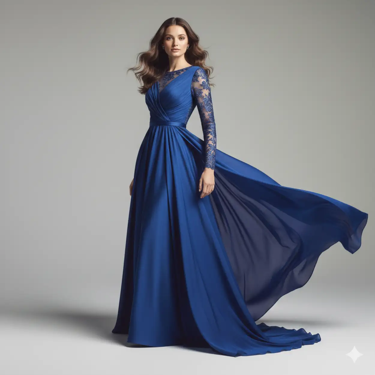 Free Download Dark Studio Soft Shadow Portrait USA Woman Blue Designer Dress - High Quality Blue Picture Image