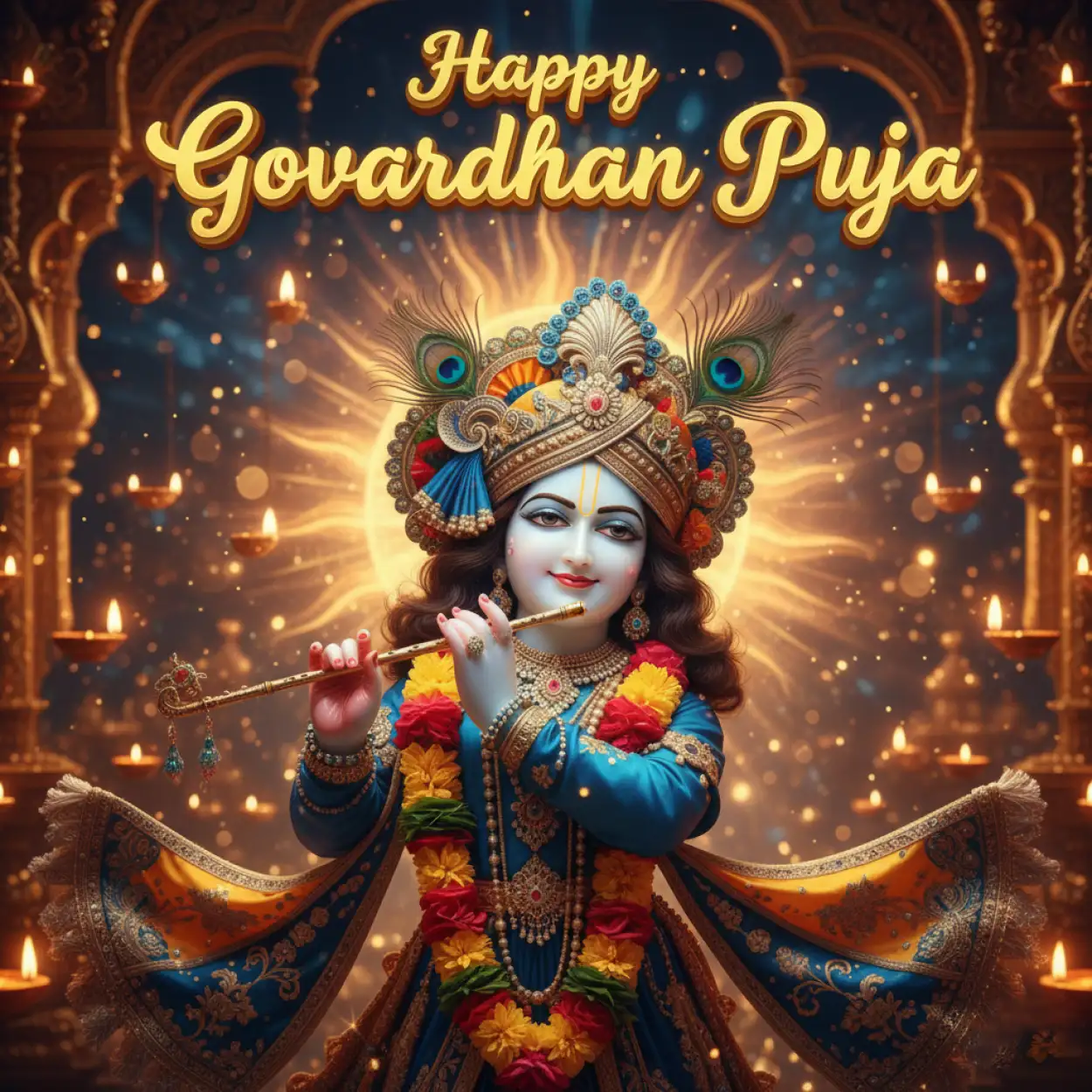 Devotee Blowing Conch Shell Near Temple Entrance - Royalty Free Happy Govardhan Puja 2025 Image | Pngmagic Free Download Devotee Blowing Conch Shell Near Temple Entrance - High Quality Happy Govardhan Puja 2025 Background