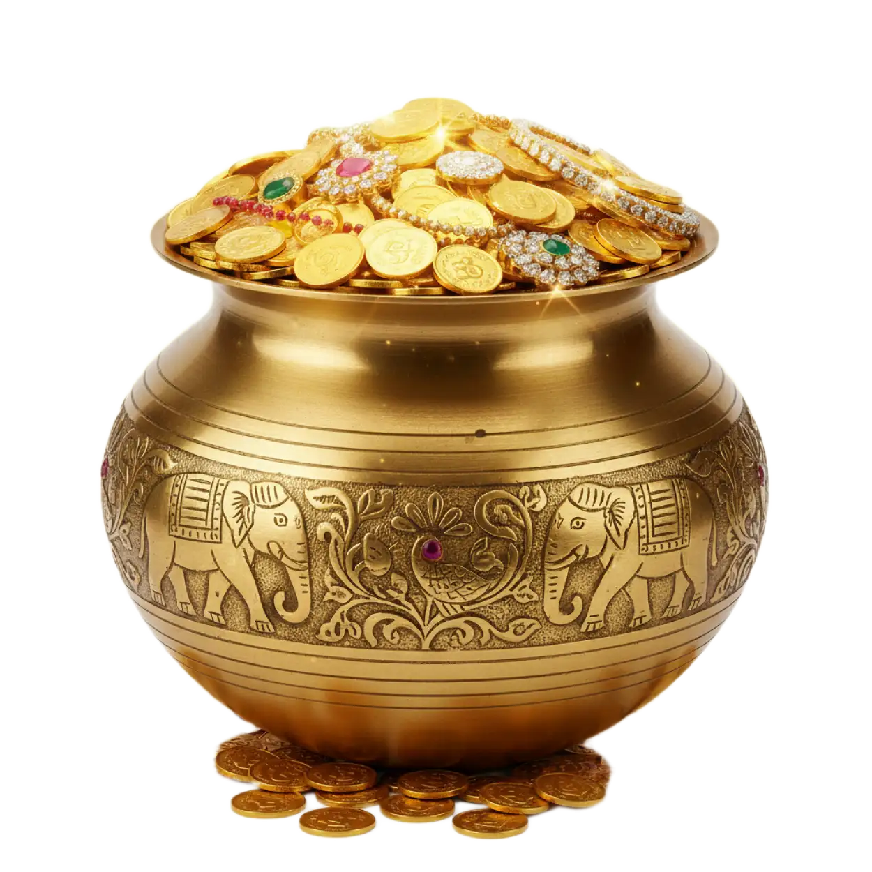 Free Download Dhanteras Money Pot Png Without Bg - High Quality Dhanteras Png Transparent PNG