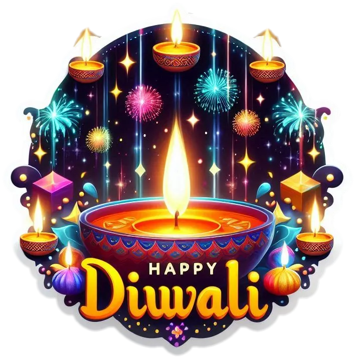 Free Download Diwali Celebration Text With Glittering Fireworks Png Overlay - High Quality Diwali Fireworks PNG Image