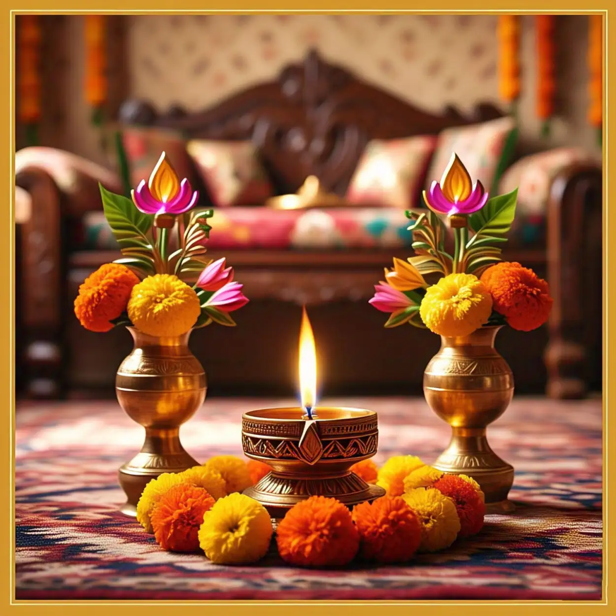 Diya And Flower Decoration For Ram Navami - Royalty Free Happy Ram Navami Image | Pngmagic Free Download Diya And Flower Decoration For Ram Navami - High Quality Happy Ram Navami Background