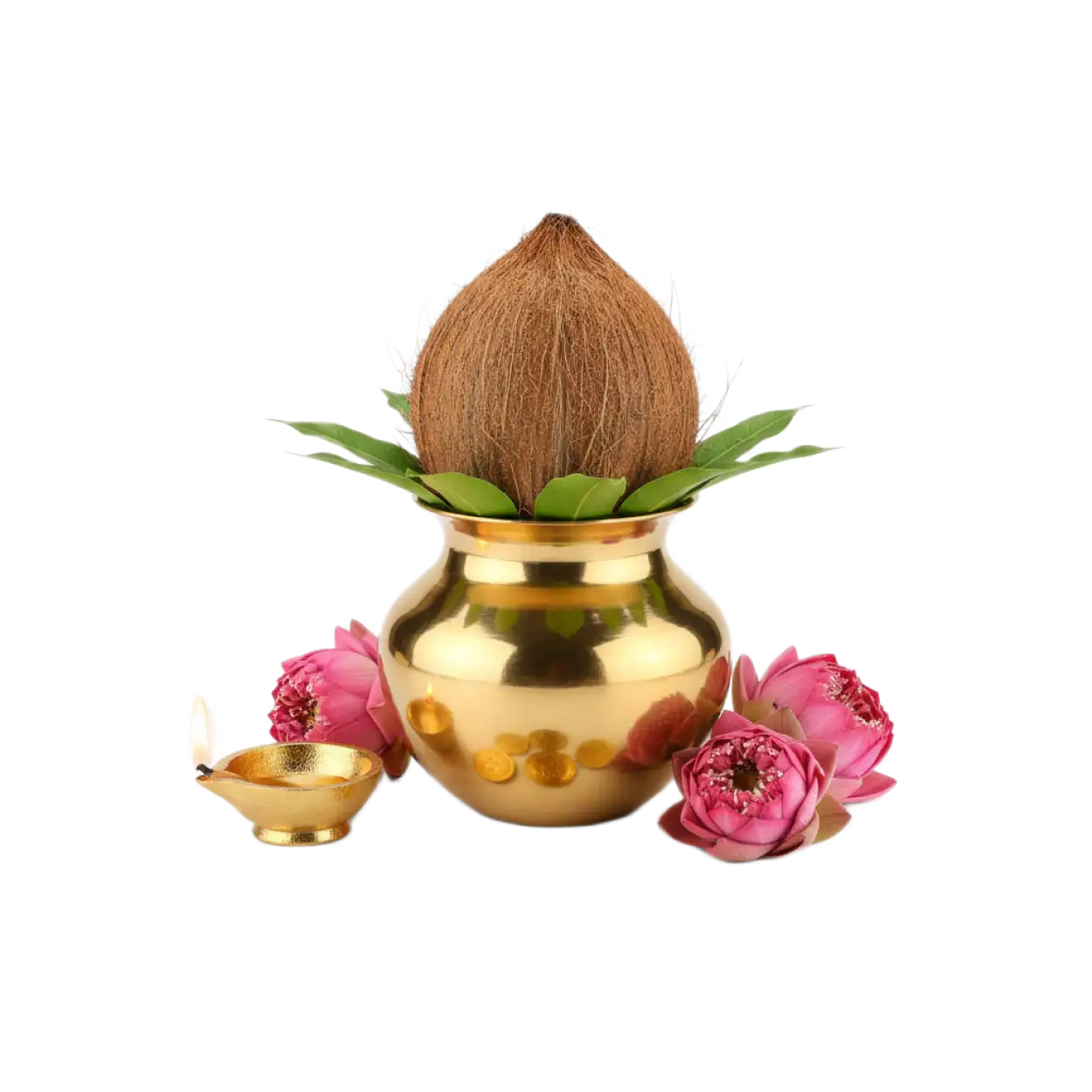 Free Download Diya With Flower - High Quality Dhanteras Png PNG Image