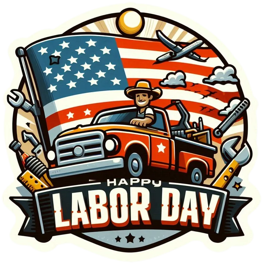 Free Download Downloadable Happy Us Labor Day Png Image With American Flags - High Quality Happy US Labor Day PNG Image