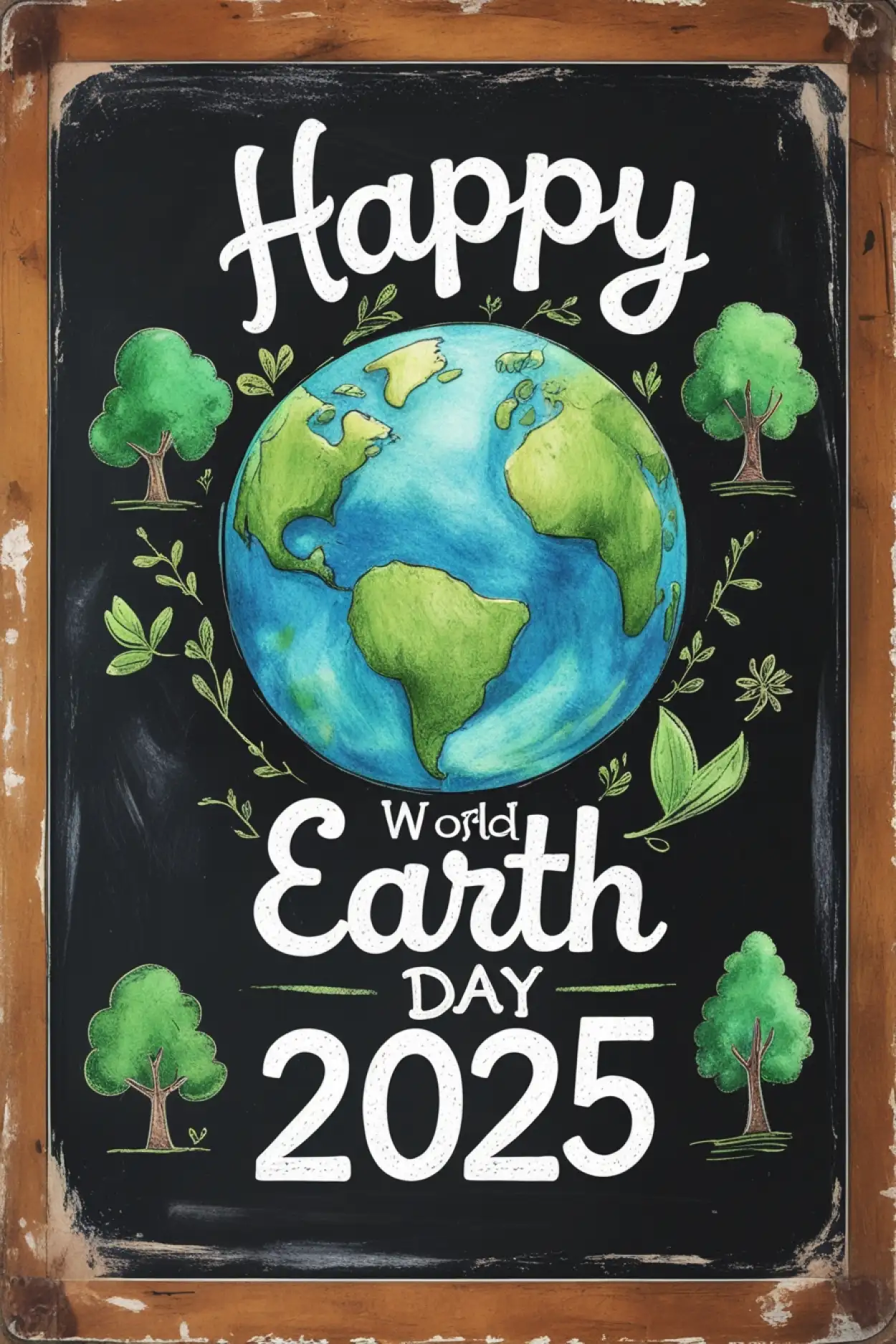 Free Download Earth Day 2025 Tree Drawing With Slogan - High Quality Happy World Earth Day 2025 Background