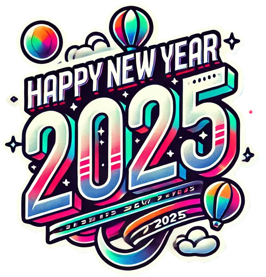 Free Download Editable Happy New Year 2025 Text Png For Designers - High Quality Happy New Year Text PNG PNG Image