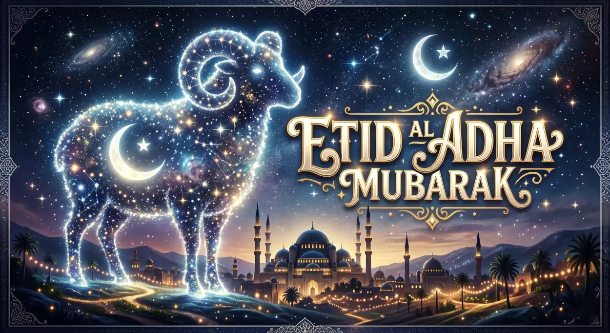 Free Download Eid Al Adha Greeting Card Banner 2026 - High Quality Eid Al Adha Greeting Card 2026 Image
