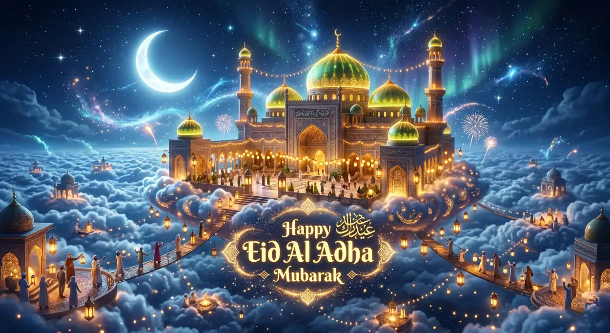 Free Download Eid Al Adha Greeting Card Festive Background 2026 - High Quality Eid Al Adha Greeting Card 2026 Background Image
