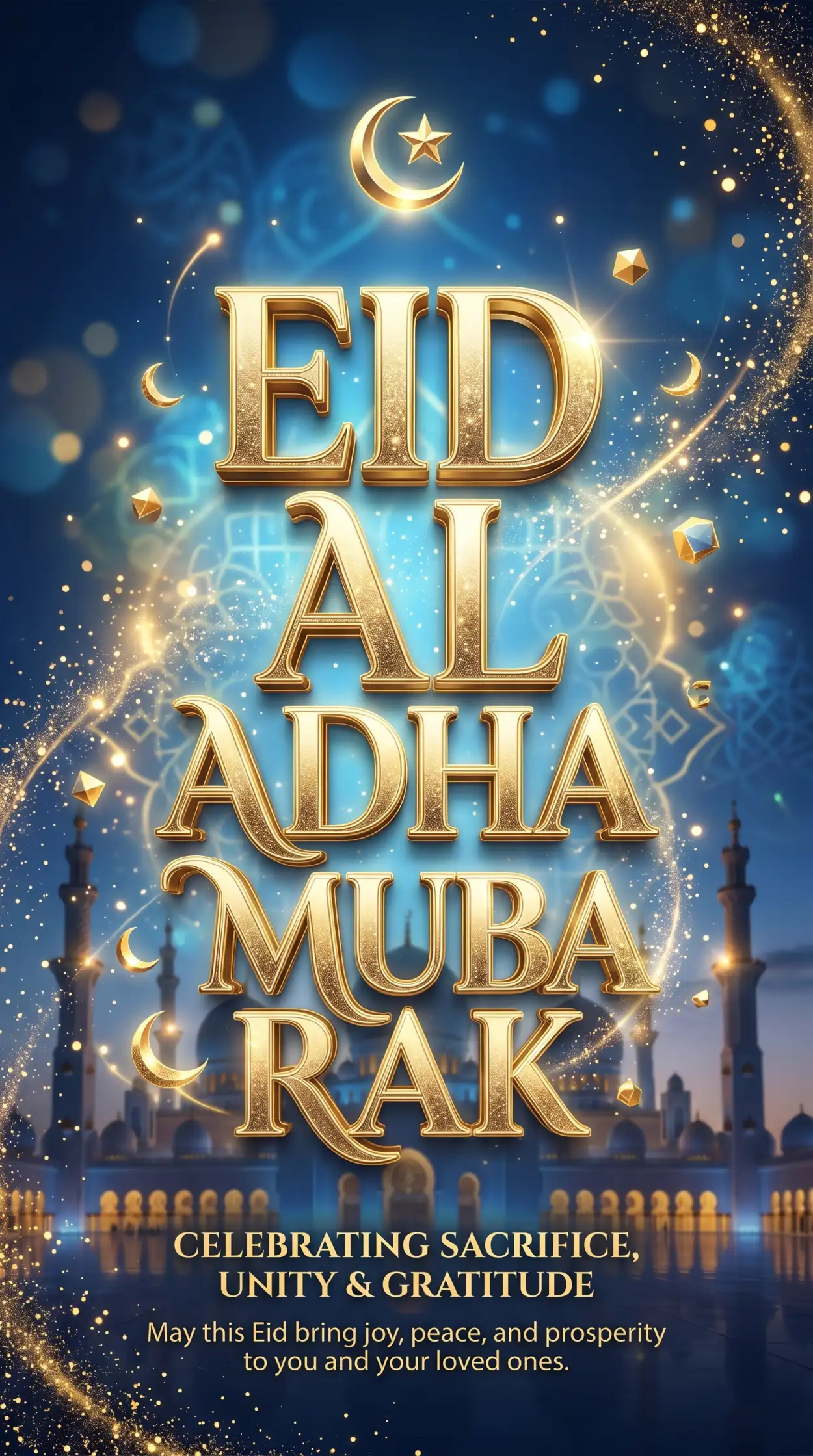Free Download Eid Al Adha Greeting Card Festive Typography 2026 - High Quality Eid Al Adha Greeting Card 2026 Image