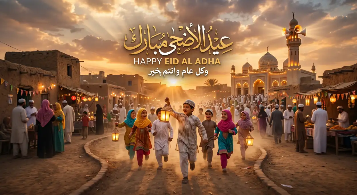 Free Download Eid Al Adha Greeting Card For Whatsapp 2026 - High Quality Eid Al Adha Greeting Card 2026 Image