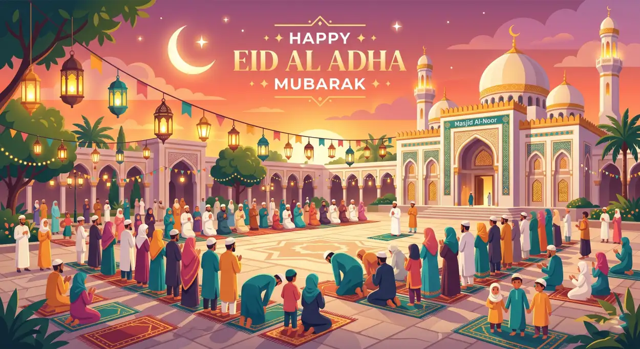 Free Download Eid Al Adha Greeting Card Hindi Text 2026 - High Quality Eid Al Adha Greeting Card 2026 Image
