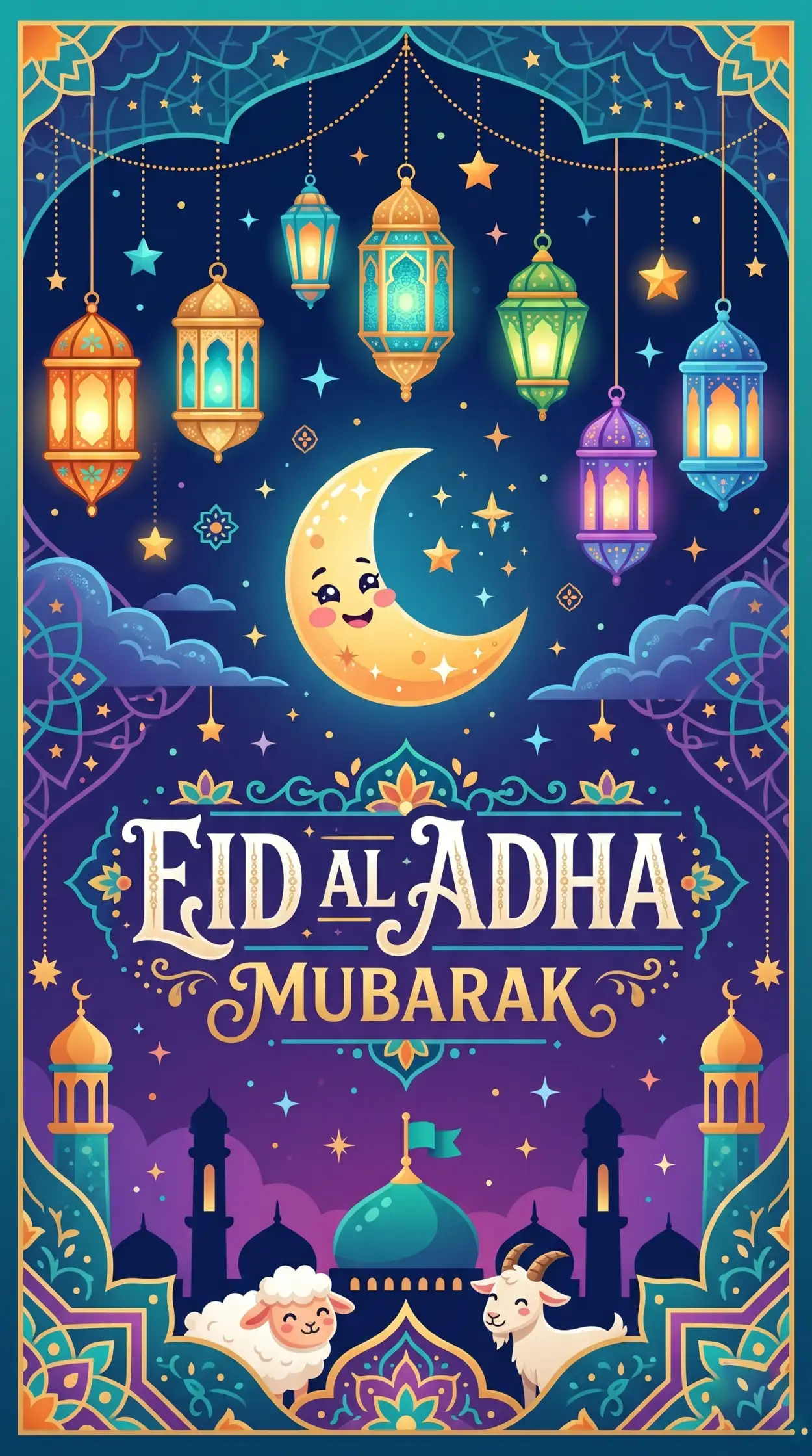 Free Download Eid Al Adha Mubarak 2026 Arabic Lantern Vector Background - High Quality Eid Al Adha Mubarak 2026 Background Image