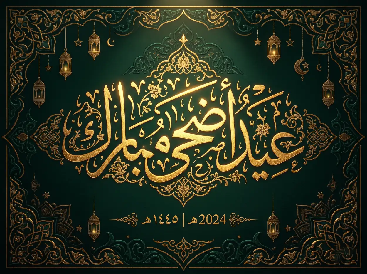 Free Download Eid Al Adha Mubarak 2026 Beautiful Arabic Typography - High Quality Eid Al Adha Mubarak 2026 Image