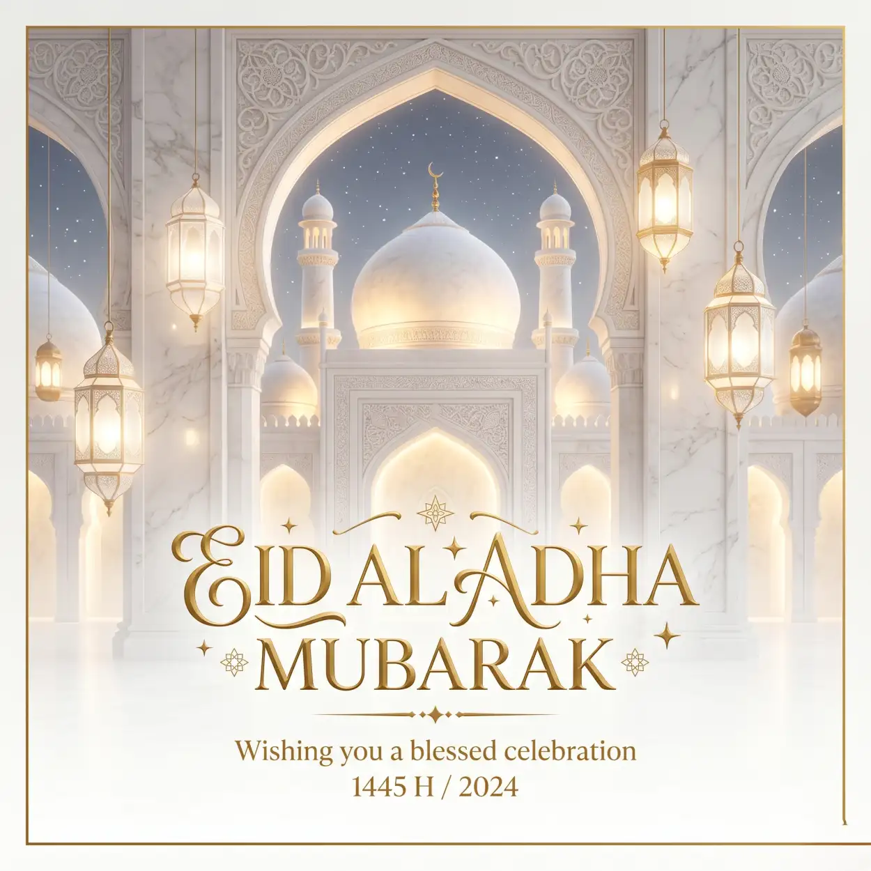 Free Download Eid Al Adha Mubarak 2026 Digital Islamic Invitation Card - High Quality Eid Al Adha Mubarak 2026 Image