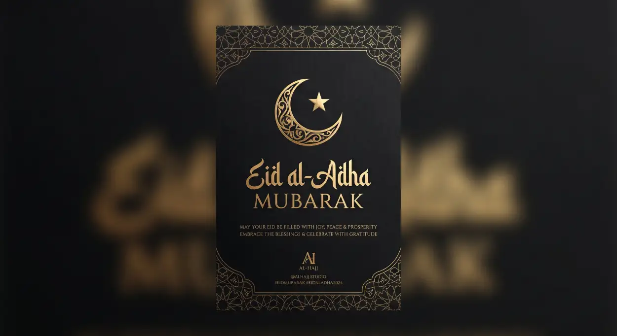 Free Download Eid Al Adha Mubarak 2026 Editable Psd Template - High Quality Eid Al Adha Mubarak 2026 Image