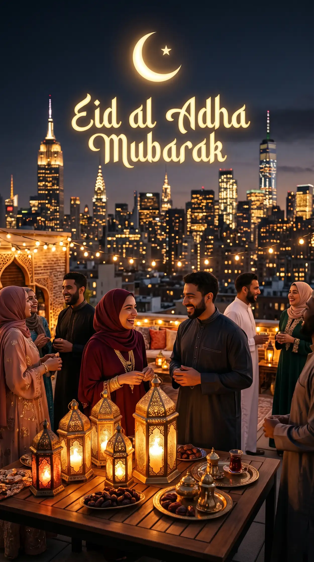Free Download Eid Al Adha Mubarak 2026 Golden Lantern Background - High Quality Eid Al Adha Mubarak 2026 Background Image