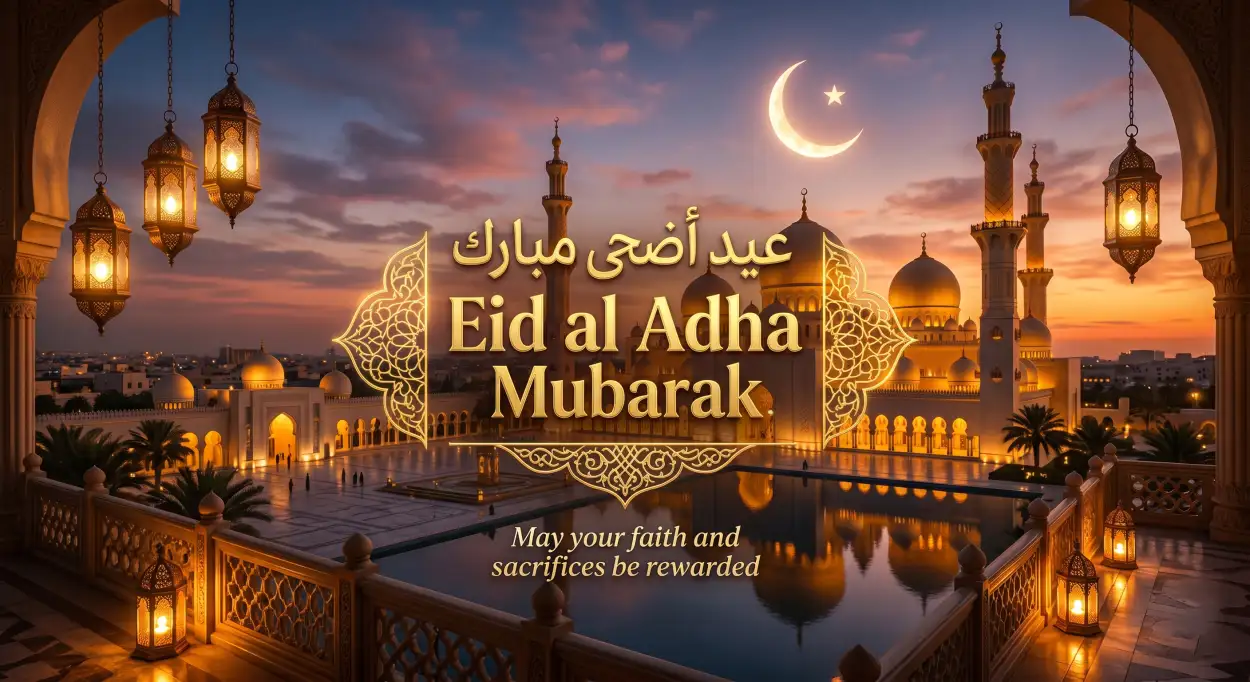 Free Download Eid Al Adha Mubarak 2026 Greeting Quotes With Images - High Quality Eid Al Adha Mubarak 2026 Image
