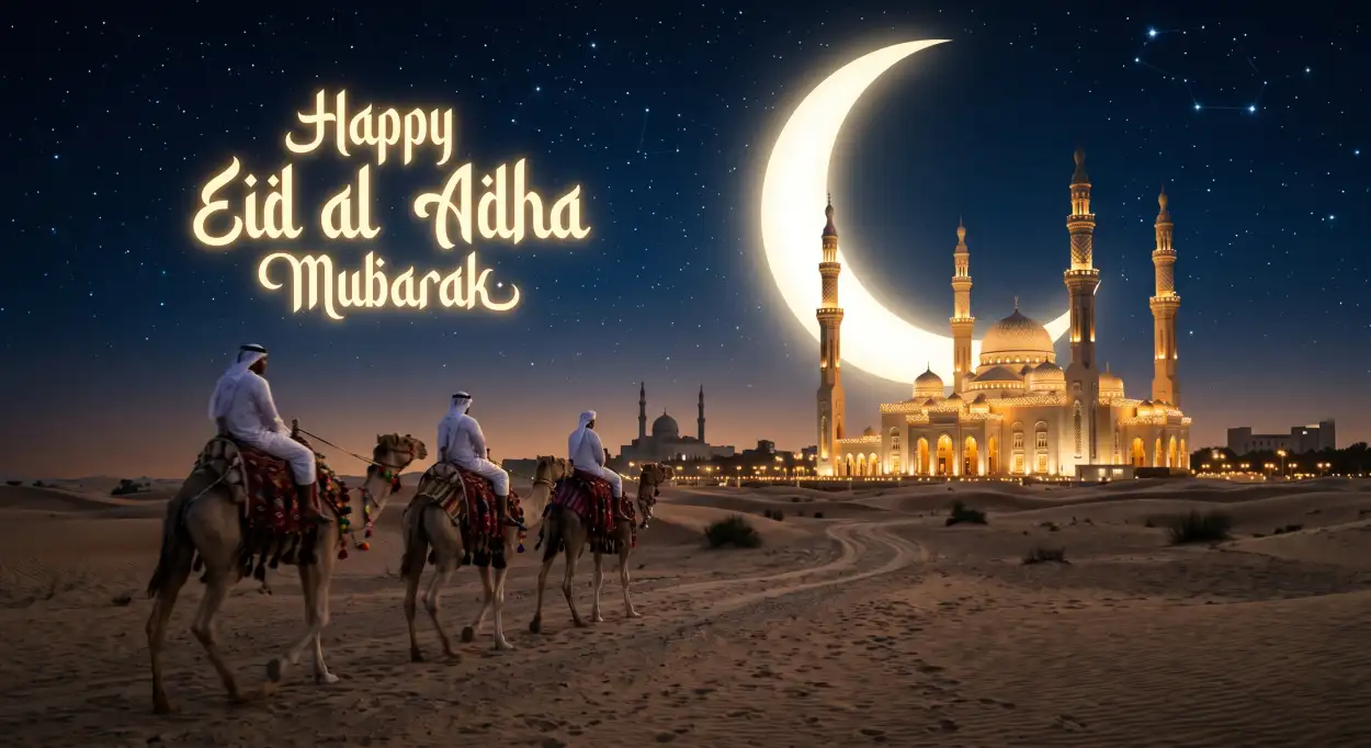 Free Download Eid Al Adha Mubarak 2026 Happy Bakrid Wishes Wallpaper - High Quality Eid Al Adha Mubarak 2026 Image