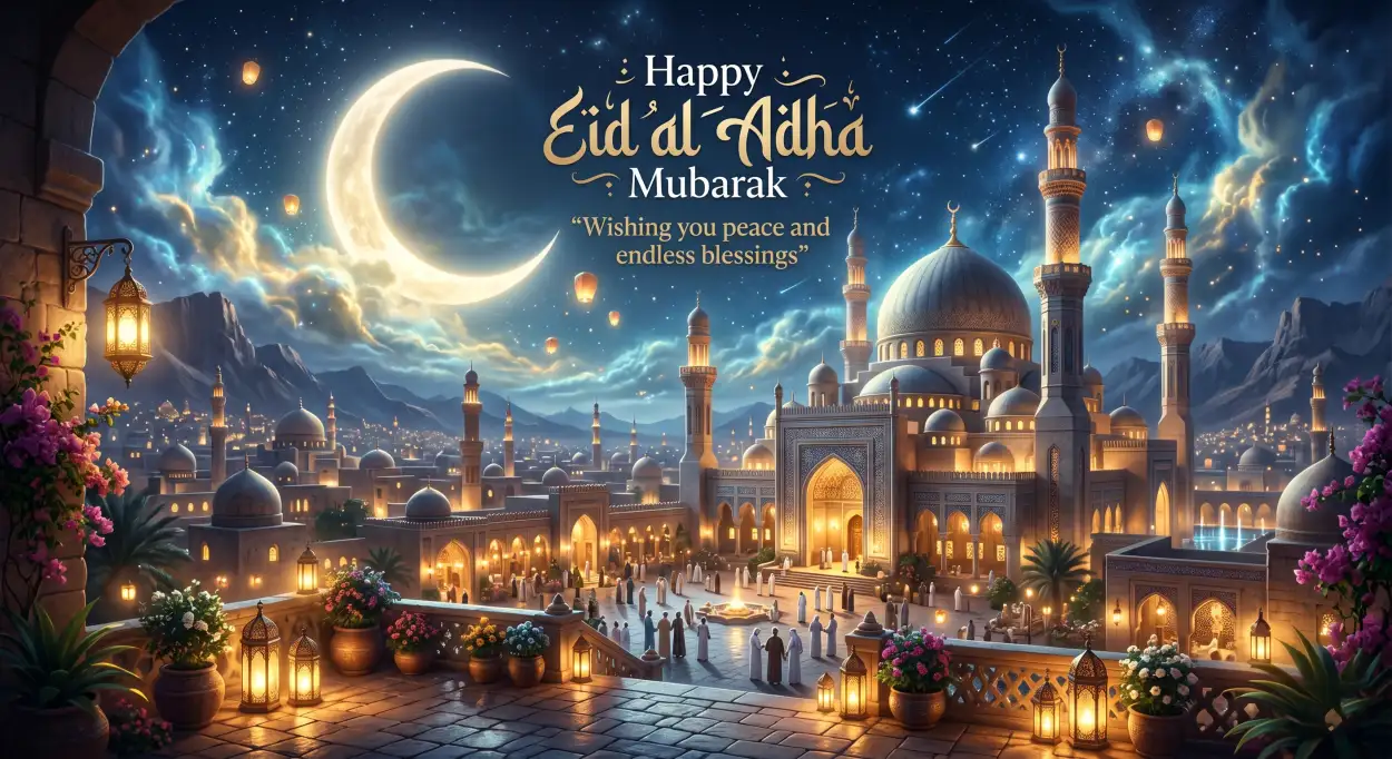Free Download Eid Al Adha Mubarak 2026 Hd Eid Wishes For Social Media - High Quality Eid Al Adha Mubarak 2026 Image