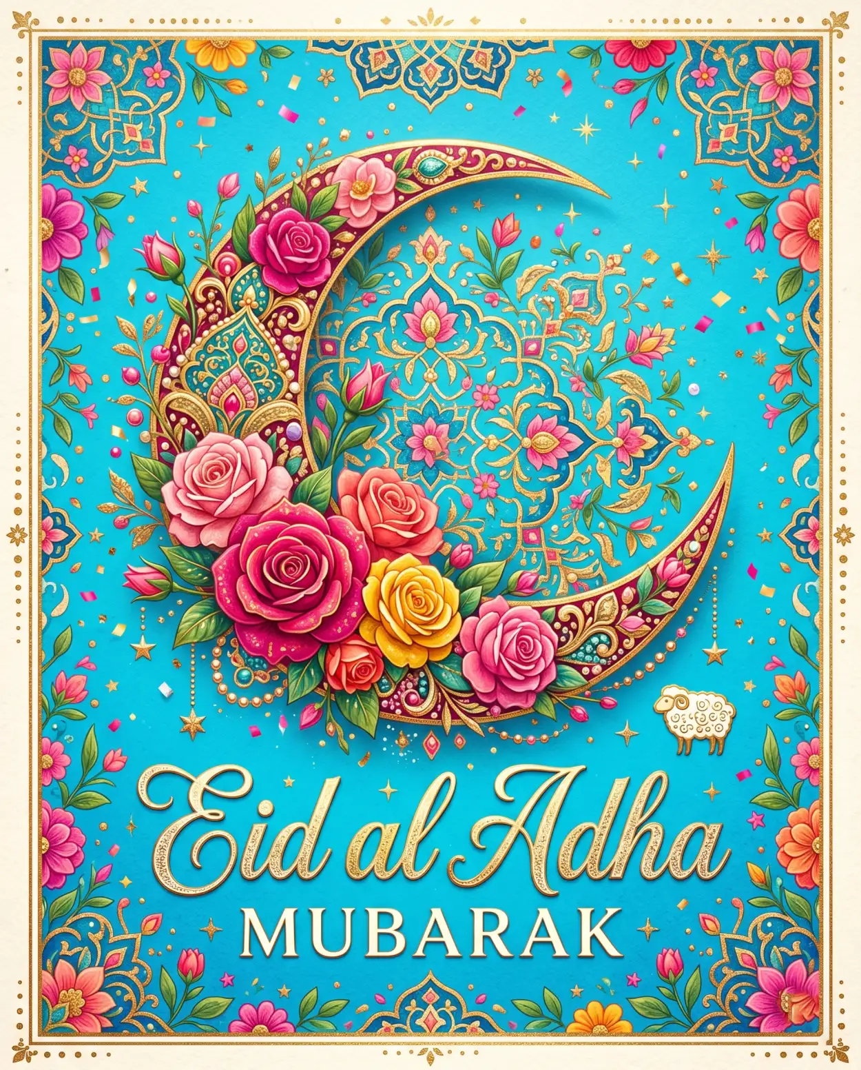 Free Download Eid Al Adha Mubarak 2026 Islamic Floral Pattern Background - High Quality Eid Al Adha Mubarak 2026 Background Image