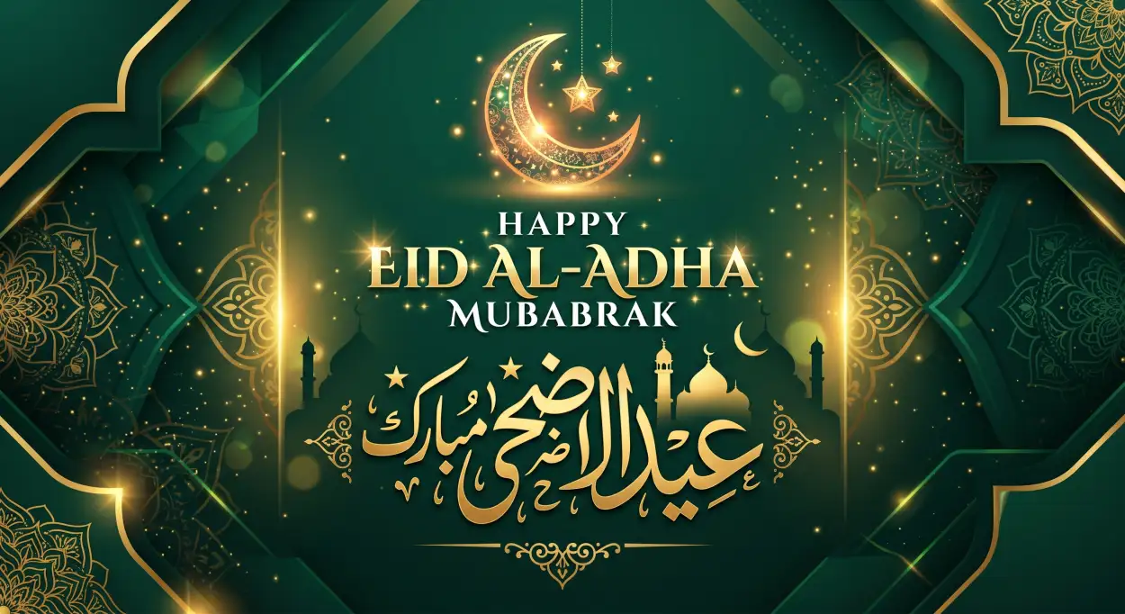 Free Download Eid Al Adha Mubarak 2026 Islamic Vector Greeting Wallpaper - High Quality Eid Al Adha Mubarak 2026 Image
