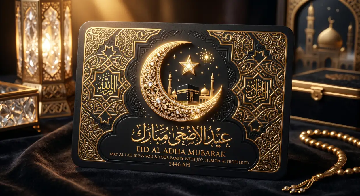 Free Download Eid Al Adha Mubarak 2026 Luxury Islamic Invitation Design - High Quality Eid Al Adha Mubarak 2026 Image