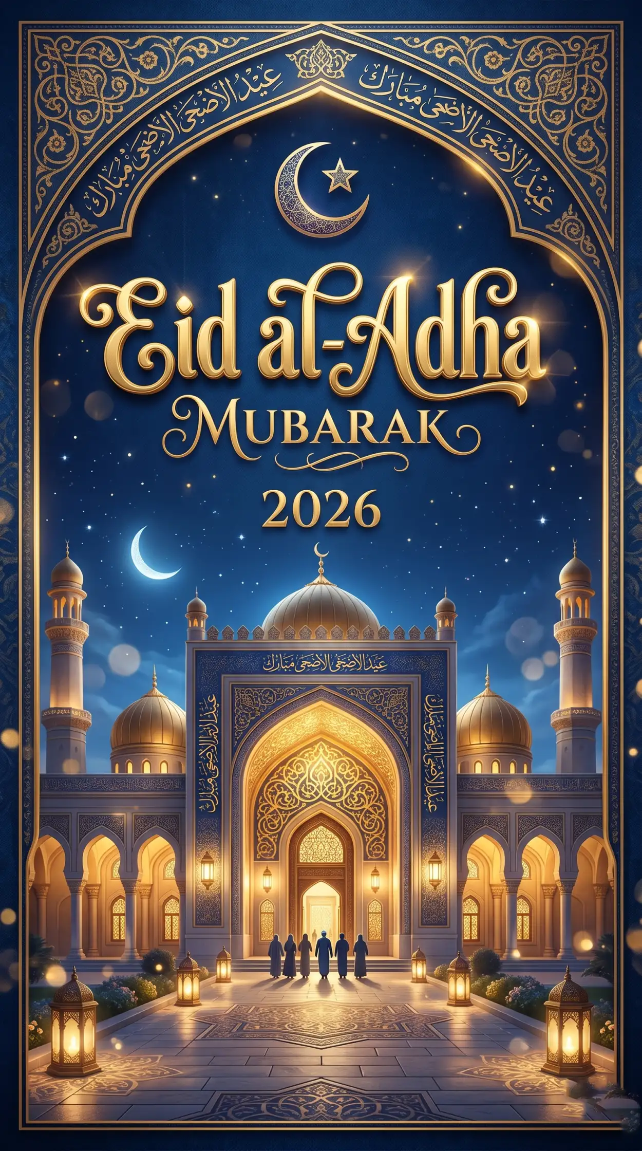 Free Download Eid Al Adha Mubarak 2026 Realistic Mosque Background - High Quality Eid Al Adha Mubarak 2026 Background Image