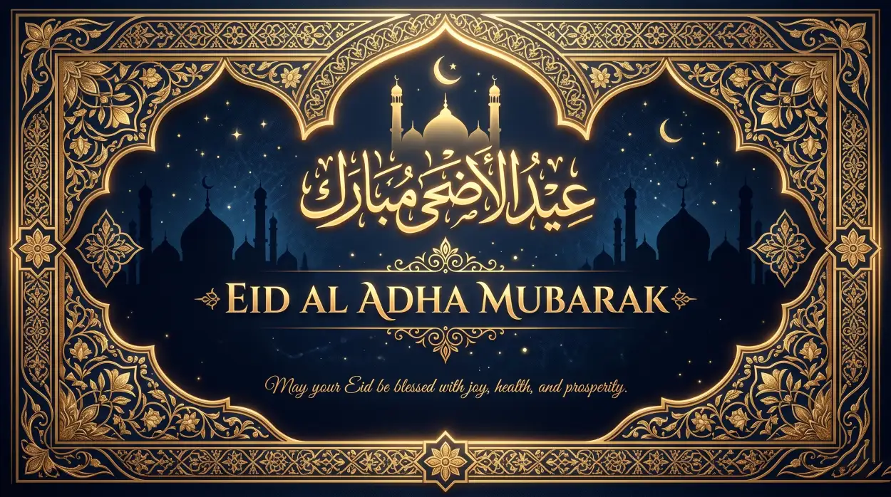 Free Download Eid Al Adha Mubarak 2026 Stylish Islamic Banner Template - High Quality Eid Al Adha Mubarak 2026 Image