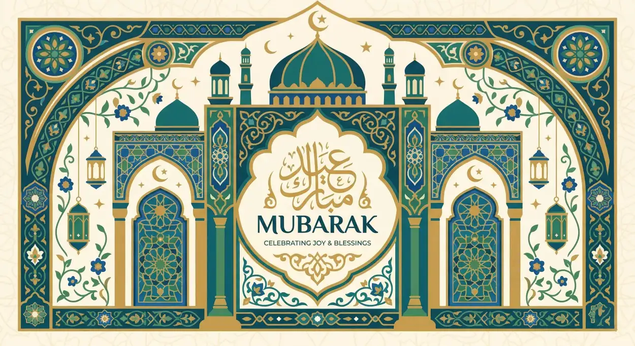 Free Download Eid Mubarak Modern Design Template - High Quality Eid Mubarak Image