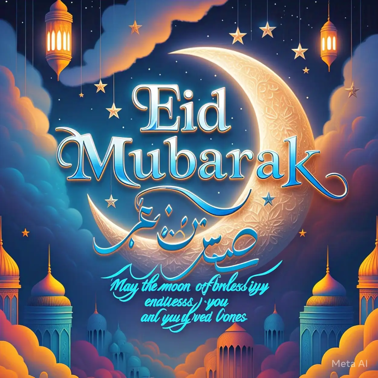 Eid Mubarak Wishes With Moon And Stars Theme - Royalty Free Eid Mubarak Wishes Image | Pngmagic Free Download Eid Mubarak Wishes With Moon And Stars Theme - High Quality Eid Mubarak Wishes Background