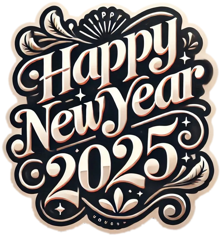 Free Download Elegant Happy New Year 2025 Text Png For Digital Cards - High Quality Happy New Year Text PNG PNG Image