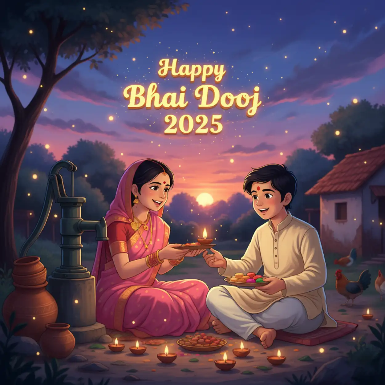 Free Download Emotional Bhai Dooj 2025 Greetings For Sister - High Quality Happy Bhai Dooj 2025 Wishes Background