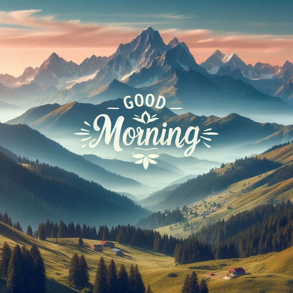 Free Download Encouraging Good Morning Wishes With Mountain Views For A Fresh Start - High Quality Good Morning Background